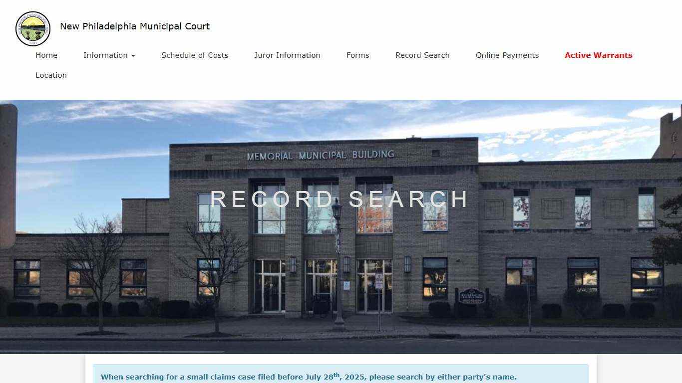 New Philadelphia Municipal Court - Record Search